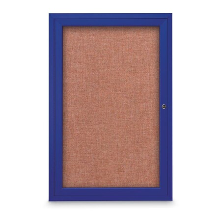 United Visual Products Slim Enclosed Corkboard, 11"x13-1/2", Gold Alum Frame/Rubber UVEB1113-GOLD-RUBBER